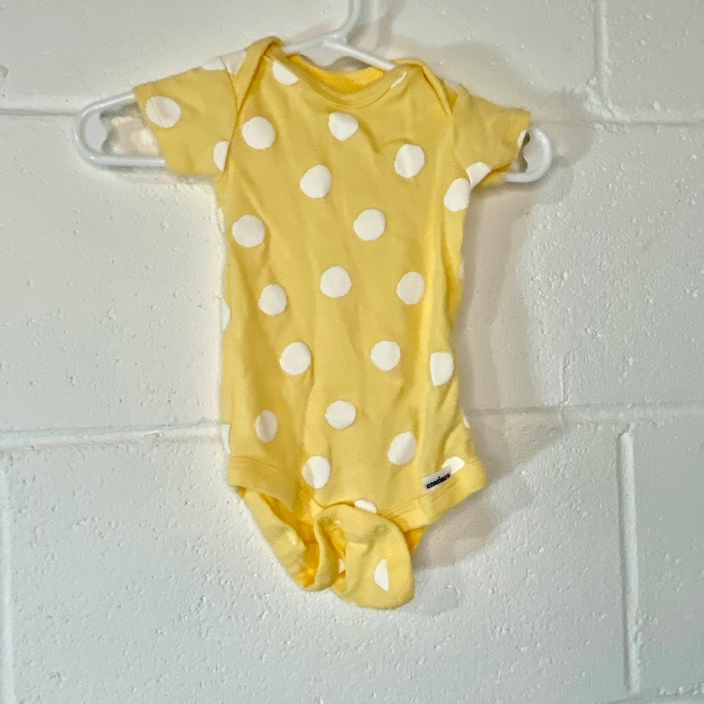 Gerber Yellow Body Suit with White Polka Dots